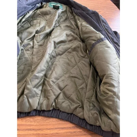 Saddlebred black leather zip front bomber jacket size XL